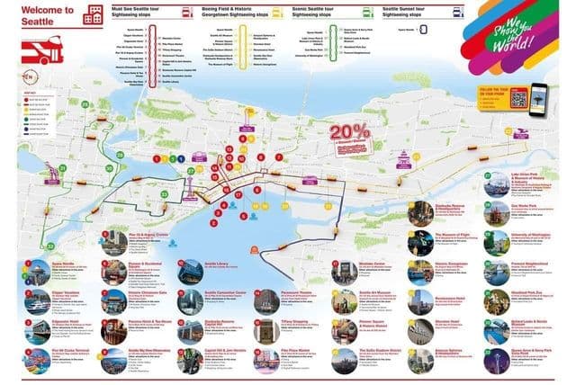 西雅图合上合下巴士旅游地图